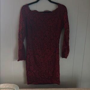 Elegant Burgundy Lace Dress